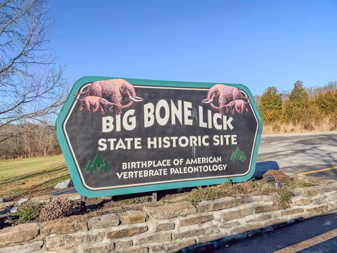 Boone County, Kentucky, USA - 1.17.2026: Entrance sign to Big Bone Lick State Historic Site