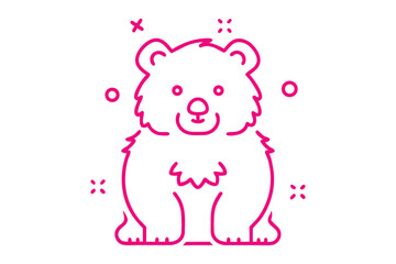 Fototapeta premium Simple line art cartoon illustration of a fluffy alpaca standing sideways in a field