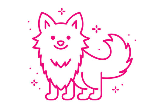 Minimalist Line Art Cartoon of a Fluffy Animal Standing with a Gentle Smile