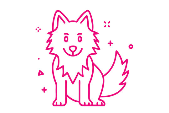 Simple Line Art Cartoon Illustration of a Fluffy Squirrel with a Large Tail