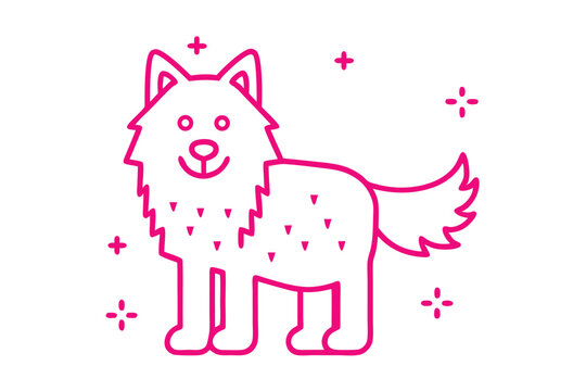 Simple Line Art Cartoon Illustration of a Fluffy and Spiky Hedgehog