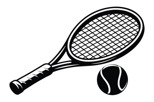 Flat Design Tennis Racket and Ball Icon for Sports Apps and Websites