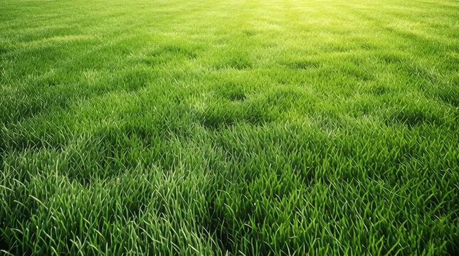 A serene video showcasing a lush green grassy field bathed in sunlight
