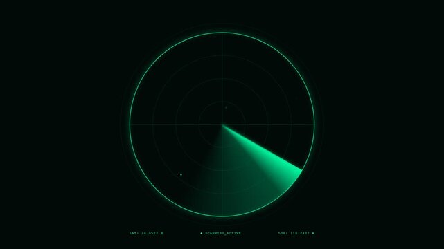 Tactical Radar Scanner HUD Overlay on Black Background