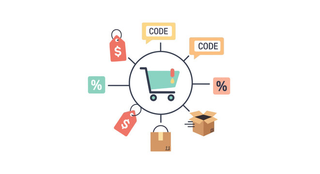 Shopping cart with discount codes.