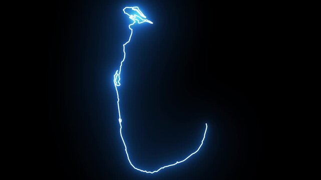 Glowing neon outline map of sri lanka digital cartography and travel concept