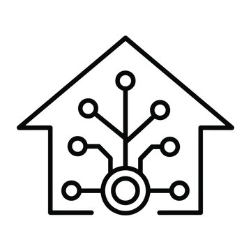 Smart home hub network icon with central connection point architecture