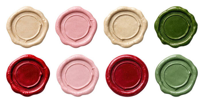 PNG Colorful vintage wax seals collection on transparent background