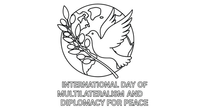 International day of multilateralism and diplomacy for peace logo with a dove