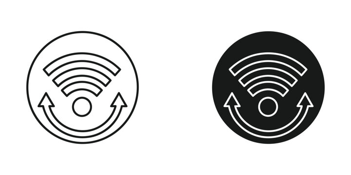 Comparison of active and inactive wireless signal icons in circular design
