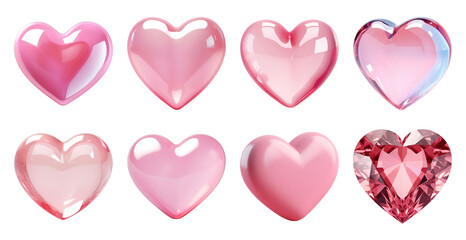 Obraz premium PNG Glossy pink heart designs on transparent background