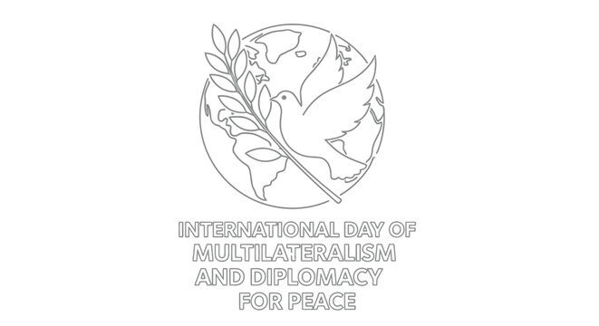 International day of multilateralism and diplomacy for peace emblem with a dove