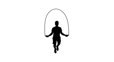 Fototapeta premium Silhouette of a person jumping rope for exercise.