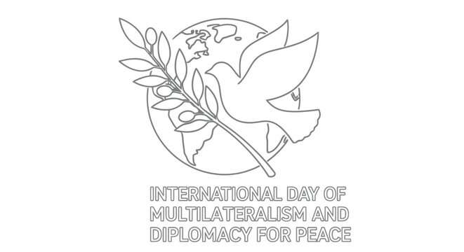 International day of multilateralism and diplomacy for peace emblem with dove and globe