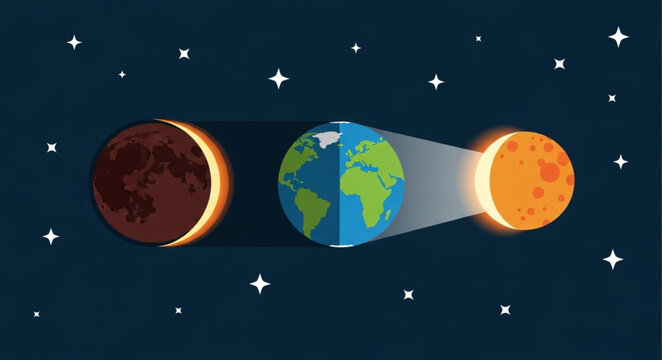 Lunar Eclipse Showing Earths Shadow on the Moon.
