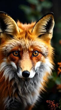Close-up Portrait of a Red Fox in Natural Habitat.