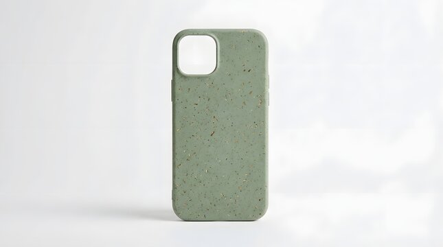 Sustainable light green mobile phone case made from biodegradable organic materials featuring a textured surface for modern smartphone device protection