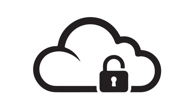 Cloud Security Icon with Lock for Data Protection, Cyber Security and Secure Storage