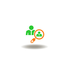 Obraz premium Vector illustration of business person and magnifying glass with businessman. Symbol of competitors analysis.