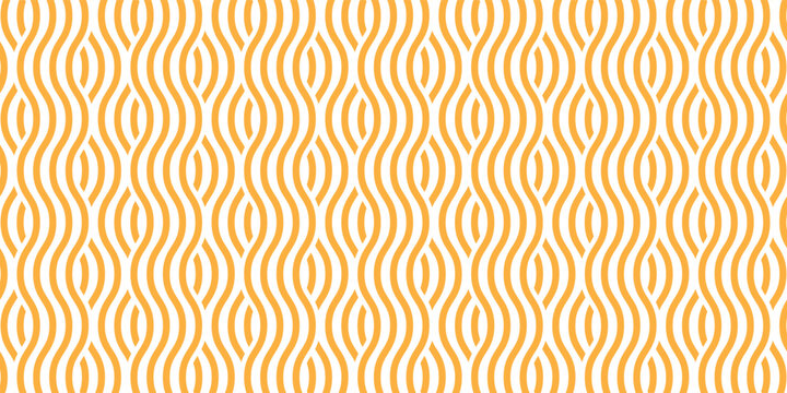 PrintYellow instant noodle, pasta and spaghetti texture with geometric wavy lines. Ramen, pasta vector pattern. Background abstract food illustration