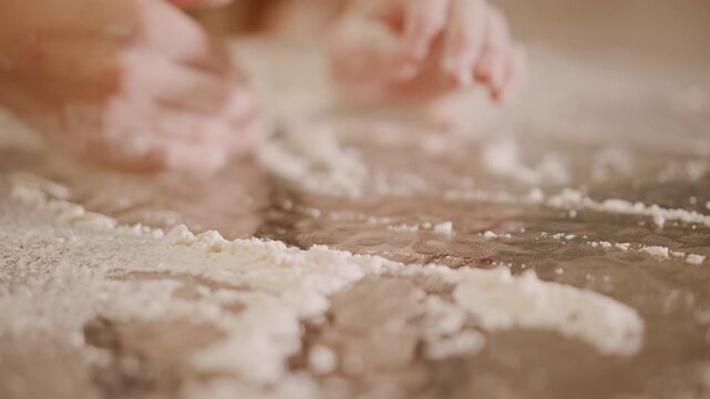 Crafting homemade bread. Artisans meticulously craft and shape new bread with expertise and care. Skilled bakers meticulously mold and prepare fresh artisan loaves with precision and skill