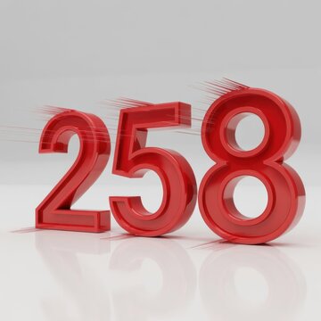 Red 3D Number 258 with Motion Effect