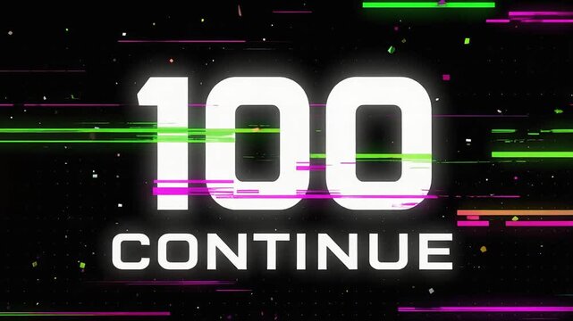 Bold digital 100 Continue HTTP status code display with neon glitch effect on interface background