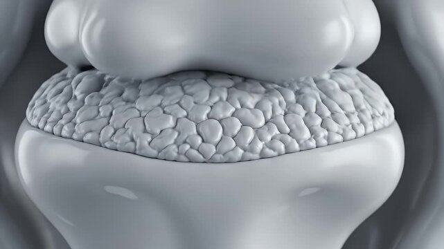 Close-up 3D Rendering of Healthy Smooth Articular Cartilage Surface Glistening in a Joint