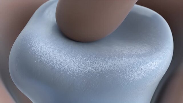 Close Up Macro View of Healthy Articular Cartilage Smooth Pearlescent Surface with Synovial Fluid Lubrication