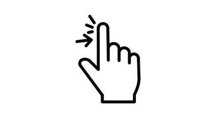 Obraz premium A simple black and white line drawing depicts a pointing hand with an arrow indicating a touch action