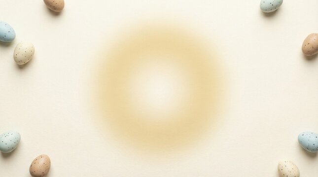 Easter eggs arranged in a circle on a light background a festive spring holiday concept with a soft vignette effect