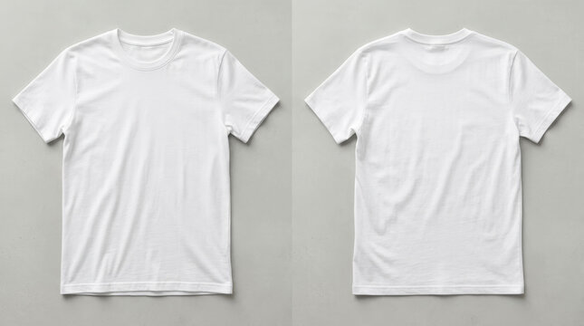 Maqueta de una camiseta de color blanco. Vista frontal y posterior