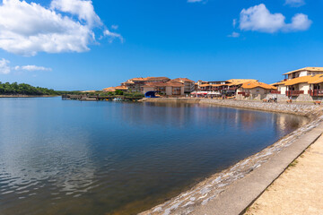 Fototapeta premium Vieux boucau les bains village waterfront on sunny day