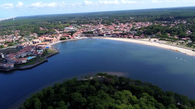 Aerial view of vieux boucau les bains village in france