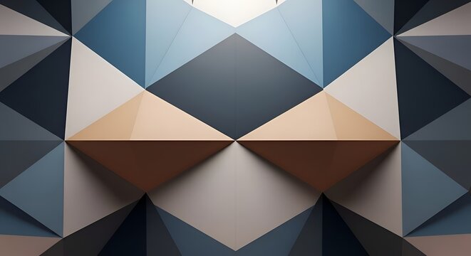 Geometric pattern of blue gray and brown 3 d triangles