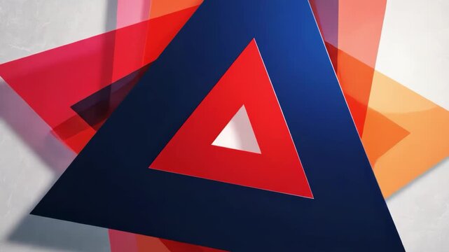 Overlapping colorful triangles in a modern abstract composition
