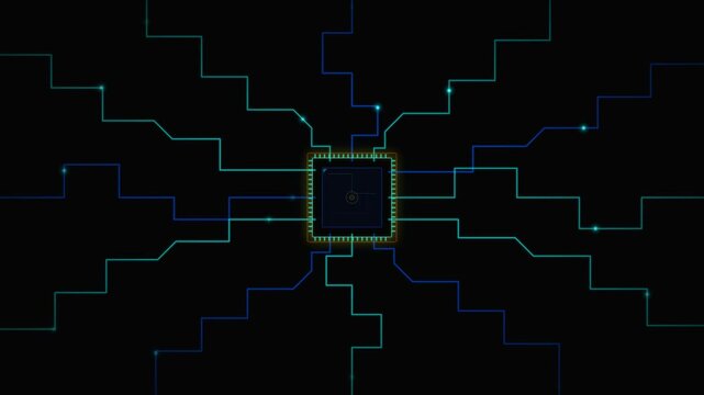 Neon Circuit Board Microchip Sequential Power Activation Progression Set