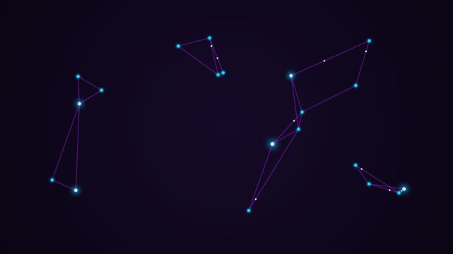 Neon Orion Constellation Progressive Formation Star Map Sequence