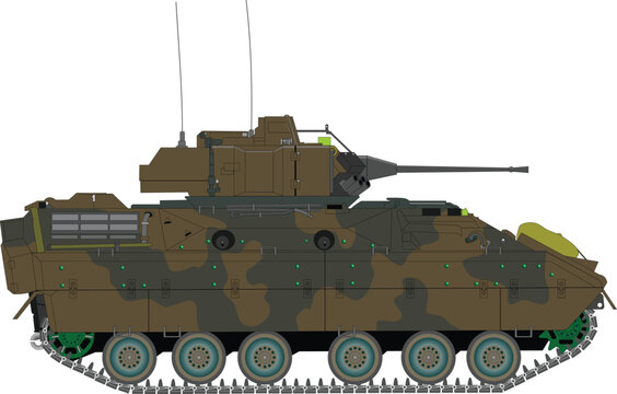 US Army M2 Bradley Armored Infantry Vehicle Icon Illustration
