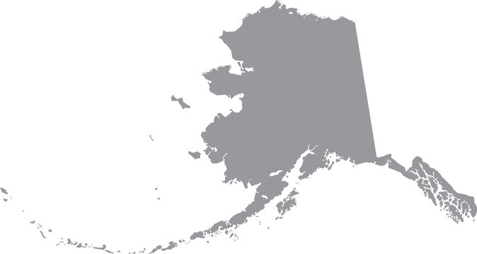 Alaska State Grey Silhouette Map PNG Transparent Background Isolated Illustration
