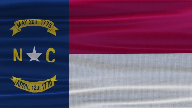 North Carolina flag waving in the wind with high quality fabric texture