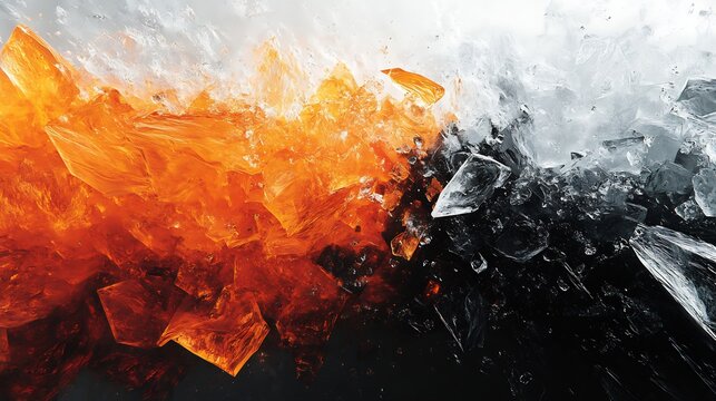 Orange and Black Crystal Explosion on White