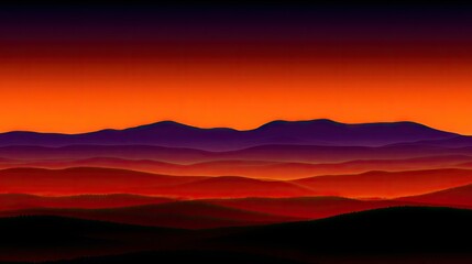 Obraz premium Layered mountain silhouettes display vibrant colors against an intense sky during twilight hours