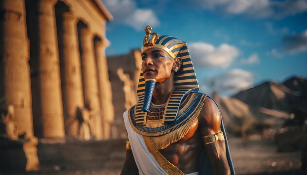 Majestic Pharaoh in Ancient Egypt - A Portrait of Power and Legacy.