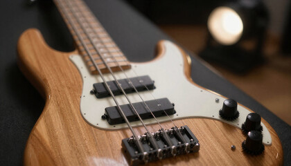 Fototapeta premium Electric bass guitar closeup