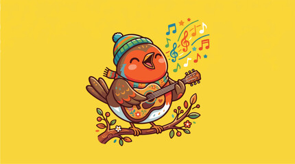 Fototapeta premium Bird Wearing a Knit Hat.