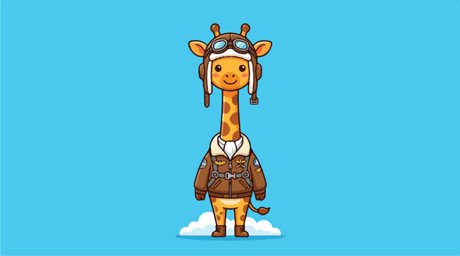 Giraffe Wearing Aviator Helmet.