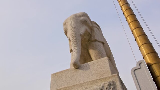 Jogyesa Temple Seoul Korea stone elephant statue entrance landmark scene