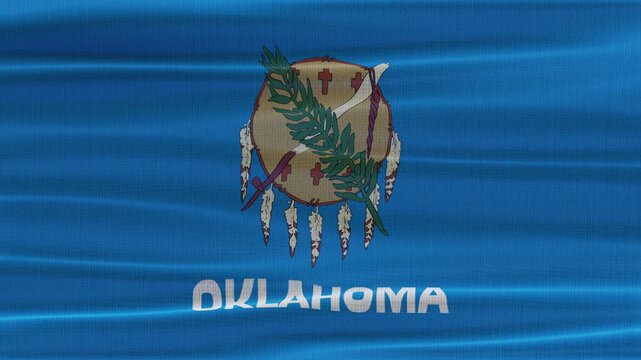 Oklahoma flag waving in the wind with high quality fabric texture