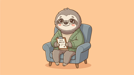 Fototapeta premium Sloth Sitting in Chair Relaxing 1.